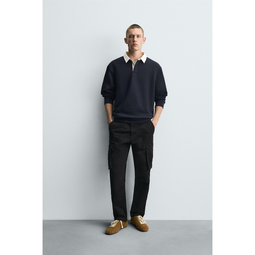 Zara Men's Relaxed Fit Cargo Pants Black Size 31 Utility‎ Streetwear Tactical